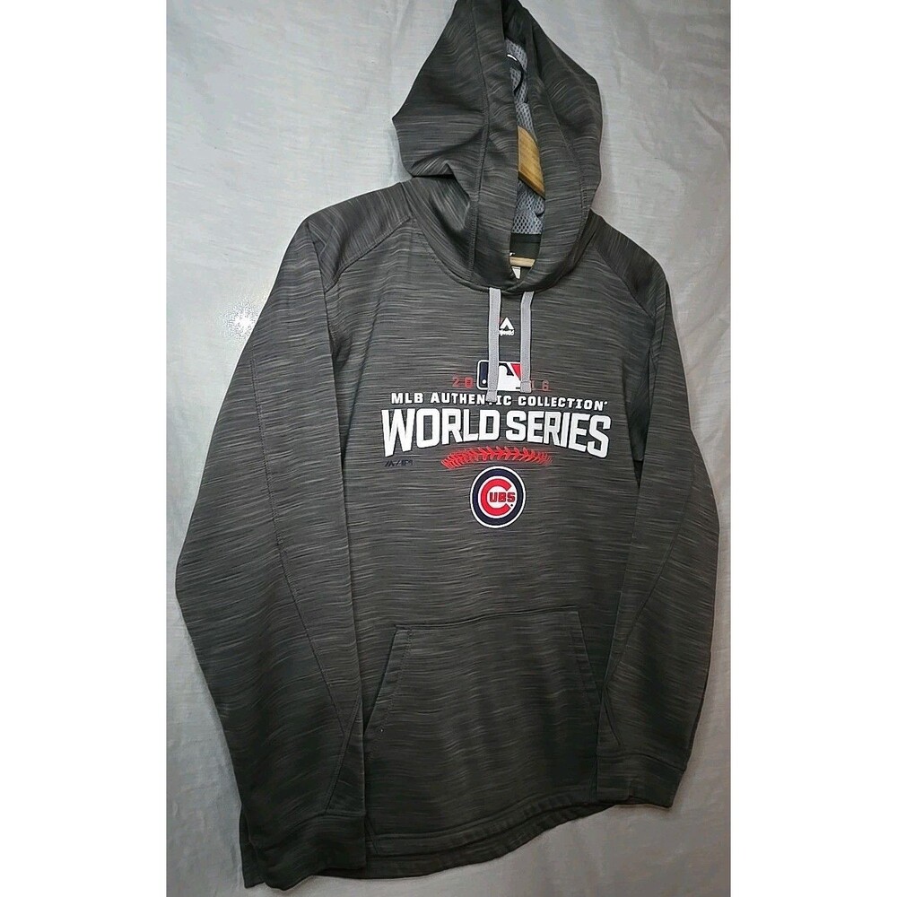 Majestic Chicago Cubs Hoodie Sweatshirt, Men's Sz Medium, 2016 World Series - Picture 2 of 10